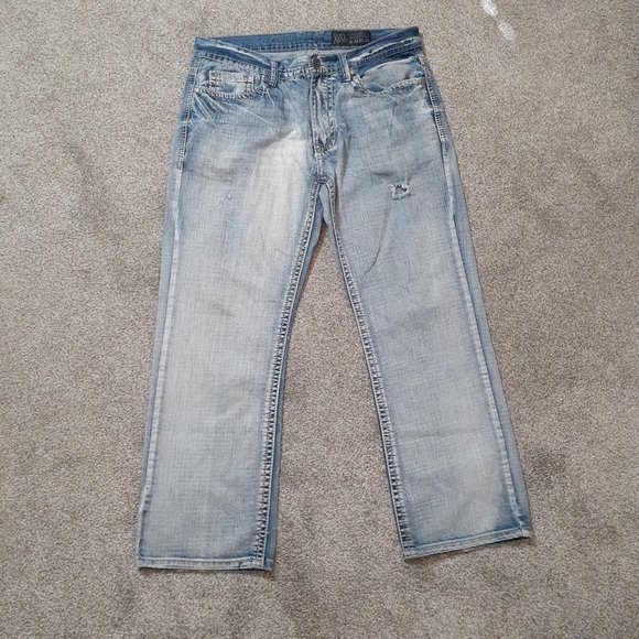 T.K. Axel Other - Men's T.K. AXEL Treadwell Relaxed Straight Distressed Blue Jeans; Size 34 x 30